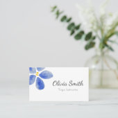 Elegante blaue Aquarell-Blume Visitenkarte (Stehend Vorderseite)