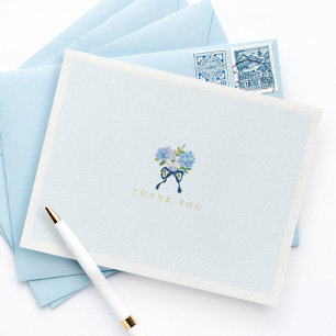 Elegante Blaue Aquarell-Blumen-Goldfolie-Notizkart Folien Feiertagskarte