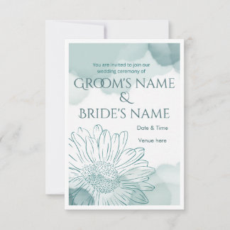 Elegante blaue Aquarell-Blumen-Hochzeitseinladung Einladung