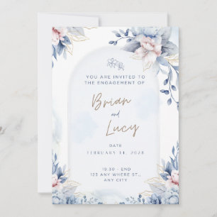 Elegante blaue Aquarell-Blumen-Hochzeitseinladung Save The Date