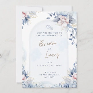 Elegante blaue Aquarell-Blumen-Hochzeitseinladung Save The Date