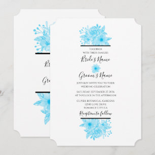 Elegante blaue Aquarell-Blumen-Hochzeitseinladunge Einladung