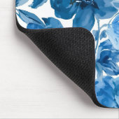 Elegante Blaue Aquarell-Blumen Mousepad (Ecke)