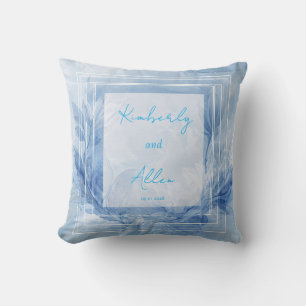 Elegante blaue Aquarell-Blumenhochzeit Kissen