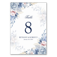 Elegante blaue Aquarell-Blumenhochzeit