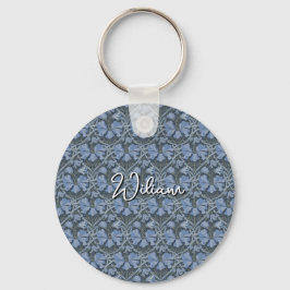 Elegante Blaue Aquarell-Blumenmuster-Einladung Schlüsselanhänger