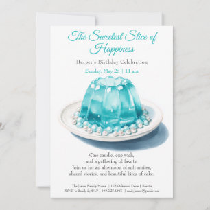 Elegante blaue Aquarell-Torte Geburtstagseinladung Einladung
