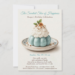 Elegante blaue Aquarell-Torte Geburtstagseinladung Einladung