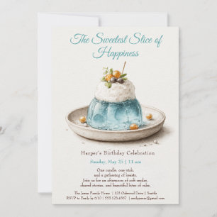 Elegante blaue Aquarell-Torte Geburtstagseinladung Einladung