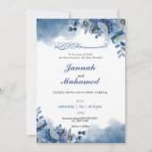 Elegante Blaue Aquarellfarben Bläserne muslimische Einladung (Vorderseite)