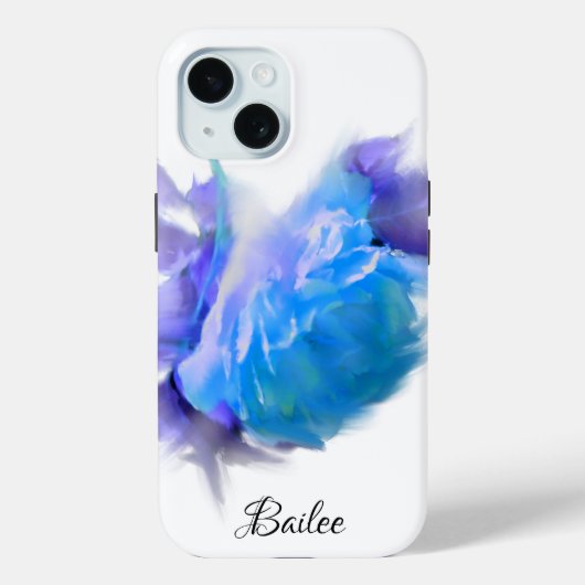 Elegante Blaue Aquarellfarben Rose Blühende Kunst Case-Mate iPhone Hülle (Rückseite)