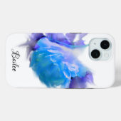 Elegante Blaue Aquarellfarben Rose Blühende Kunst Case-Mate iPhone Hülle (Rückseite (Horizontal))