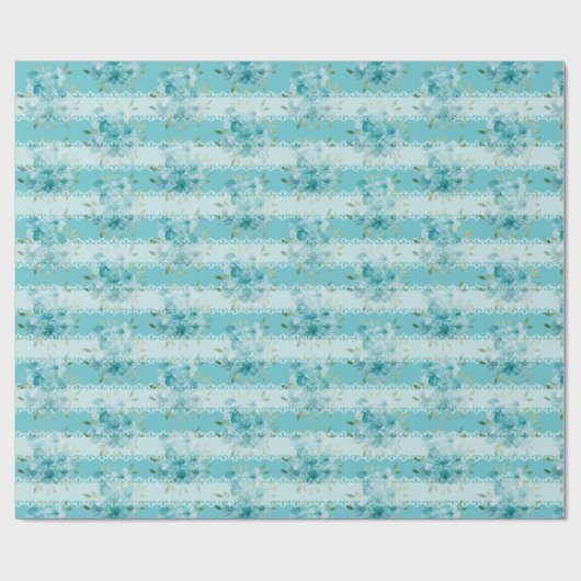 Elegante, blaue Aquarellfelder-Blume Geschenkpapier (Flach)