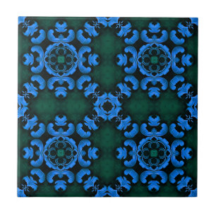 Elegante blaue Arabesken-Musterfliese Fliese