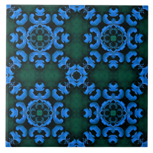 Elegante blaue Arabesken-Musterfliese Fliese