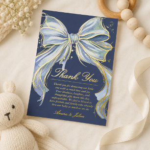Elegante blaue Baby-Party-Folie-Dankeskarten  Folien Feiertagskarte