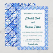 Elegante Blaue Blume Kirchen Save The Date (Vorne/Hinten)