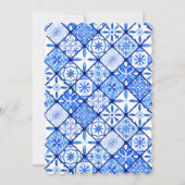 Elegante Blaue Blume Kirchen Save The Date (Rückseite)