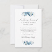 elegante blaue Blumen Begräbniskarte Dankeskarte (Vorderseite)