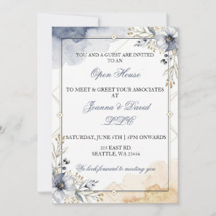 Elegante blaue Blumen Business Firmenparty Einladung