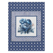 Elegante Blaue Blumen Chinoiserie Tischdecke (Vorderseite)