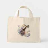 Elegante blaue Blumen-Damentasche Mini Stoffbeutel (Vorne)