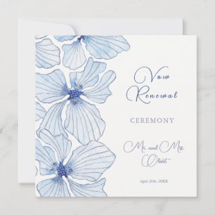 Elegante Blaue Blumen Einladung zur Erneuerung des