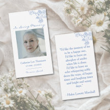 Elegante blaue Blumen-Foto-Gebetskarte