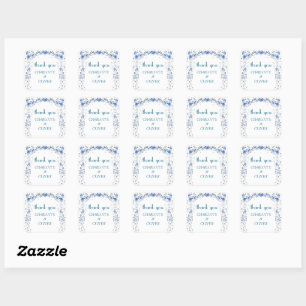 Elegante blaue Blumen-Hochzeit-Dankeschön-Etikette Quadratischer Aufkleber