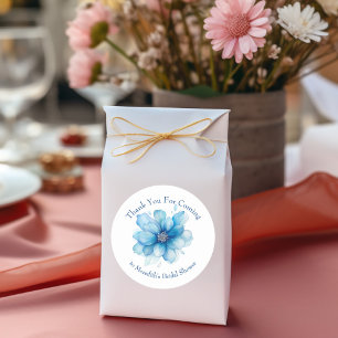 Elegante blaue Blumen-Hochzeitsdusche Danke schön Runder Aufkleber