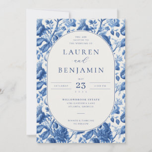 Elegante blaue Blumen-Hochzeitseinladung Einladung