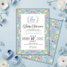 Elegante blaue Blumen-Jungen-Baby-Party
