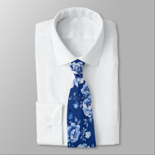 Elegante blaue Blumen Krawatte