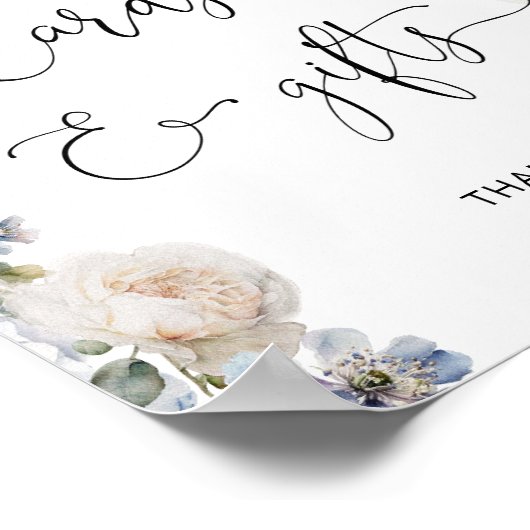 Elegante, blaue Blumen Poster (Ecke)