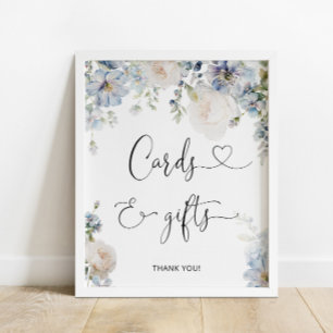 Elegante, blaue Blumen Poster