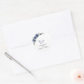 Elegante blaue Blumen- und Botanik-Hochzeitsaufkle Runder Aufkleber (Umschlag)