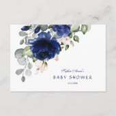 Elegante blaue Blumenbücher für Baby Begleitkarte (Rückseite)