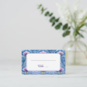 Elegante blaue Blumengrenze Platzkarte (Stehend Vorderseite)