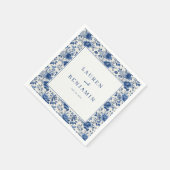 Elegante blaue Blumengrenze Serviette (Ecke)