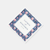 Elegante blaue Blumengrenze Serviette (Ecke)