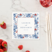 Elegante blaue Blumengrenze Serviette (Beispiel)