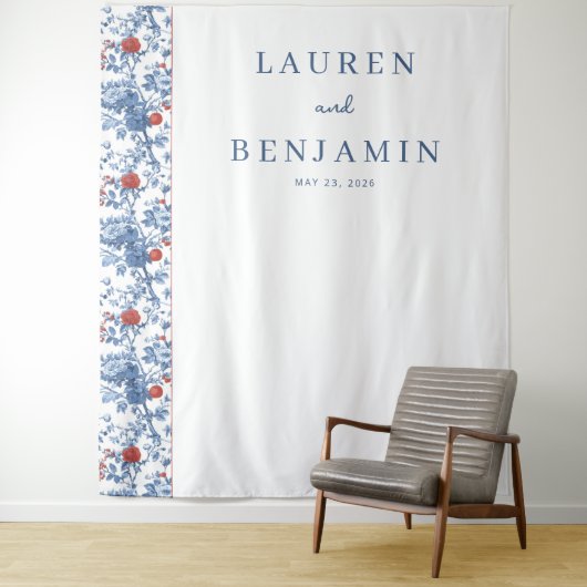 Elegante blaue Blumengrenze Wandteppich (Beispiel)