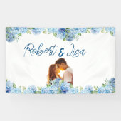 Elegante blaue Blumenhochzeit Banner (Horizontal)
