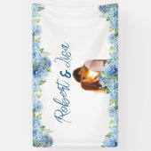 Elegante blaue Blumenhochzeit Banner (Vertikal)