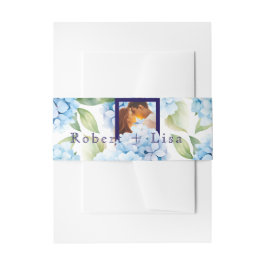 Elegante blaue Blumenhochzeit  Einladungsbanderole