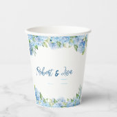 Elegante blaue Blumenhochzeit Pappbecher (Vorderseite)