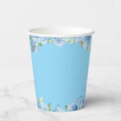 Elegante blaue Blumenhochzeit Pappbecher (Rückseite)