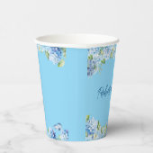 Elegante blaue Blumenhochzeit Pappbecher (Rechts)