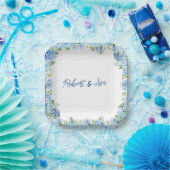 Elegante blaue Blumenhochzeit Pappteller (Party)