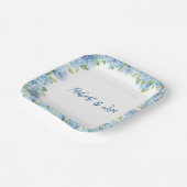 Elegante blaue Blumenhochzeit Pappteller (Gewinkelt)